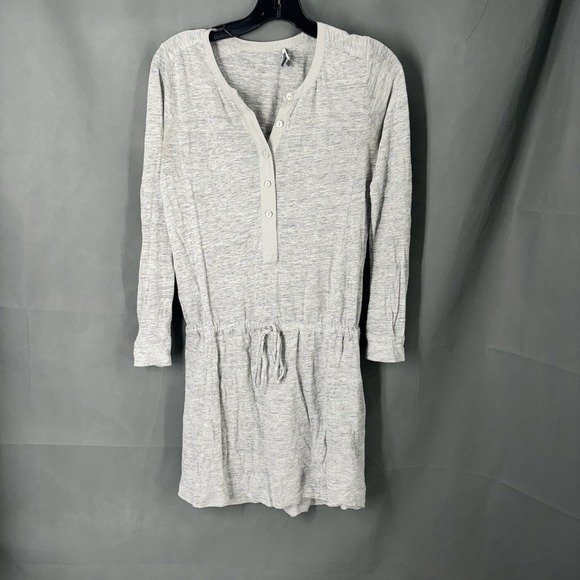 Vince Dresses & Skirts - Vince Dress Womens XS  Gray Linen Henley Shirtdress Roll Sleeves Tie Waist